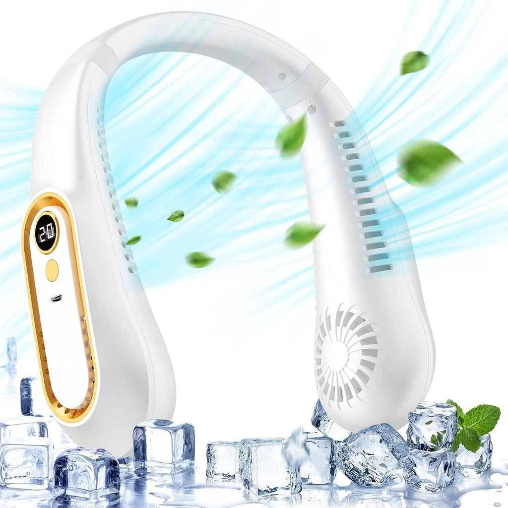 Neck Fans Battery 5 Speeds Adjustable USB Rechargeable Battery Powered Personal Neck Fan ...