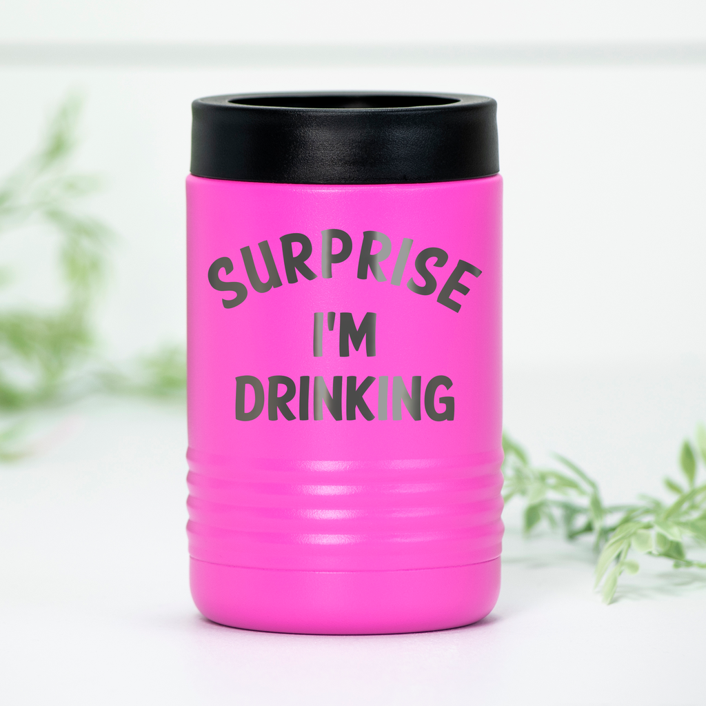 Surprise I'm Drinking Engraved Can Cooler